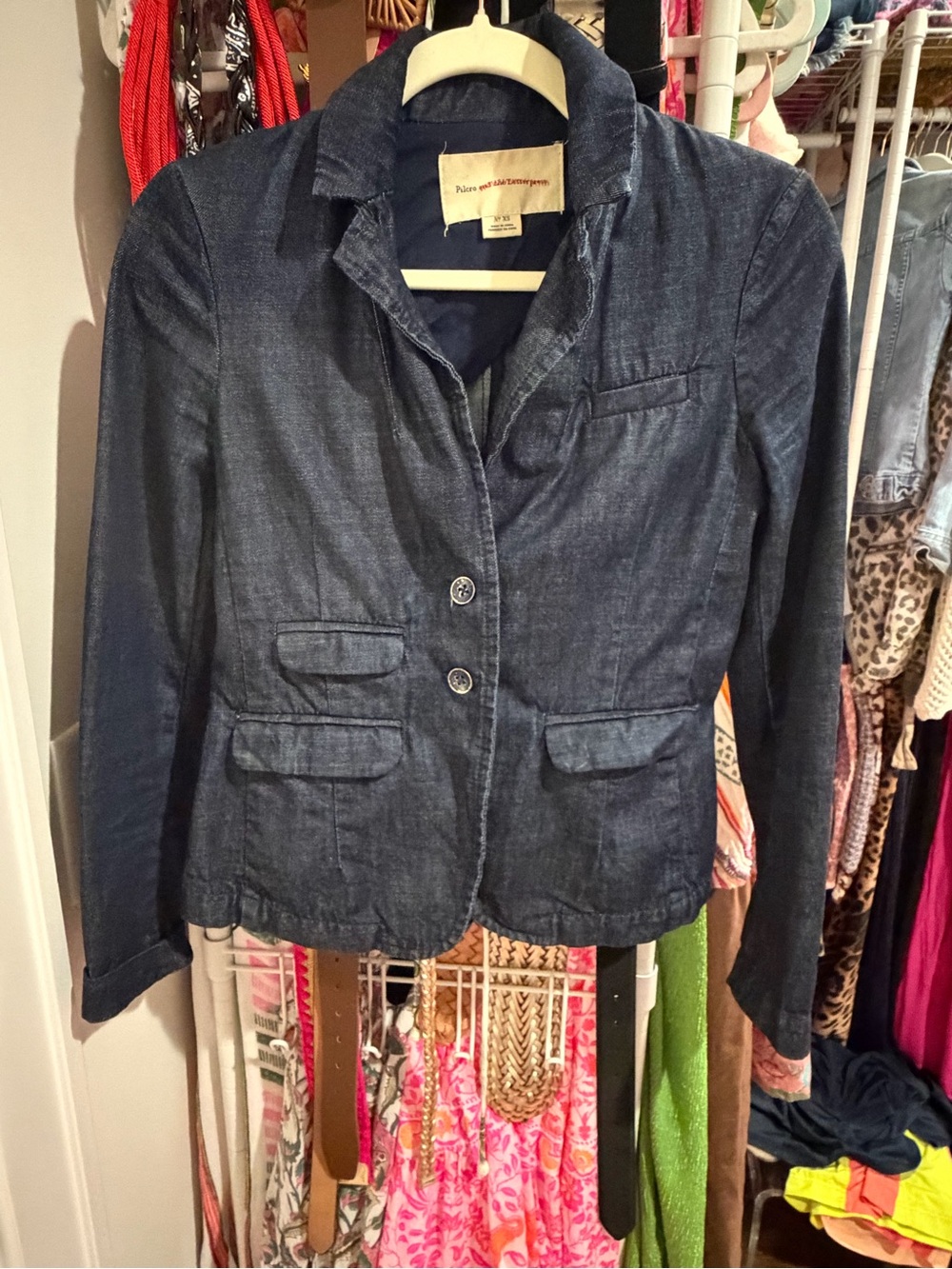 Pilcro and the Letterpress Black Denim Blazer. Great condition.